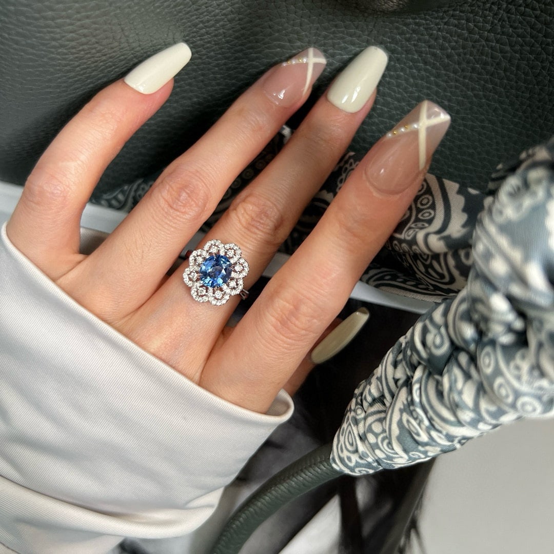 14k Gold 2.40 Ctw Natural Sapphire & Diamond Ring - 2