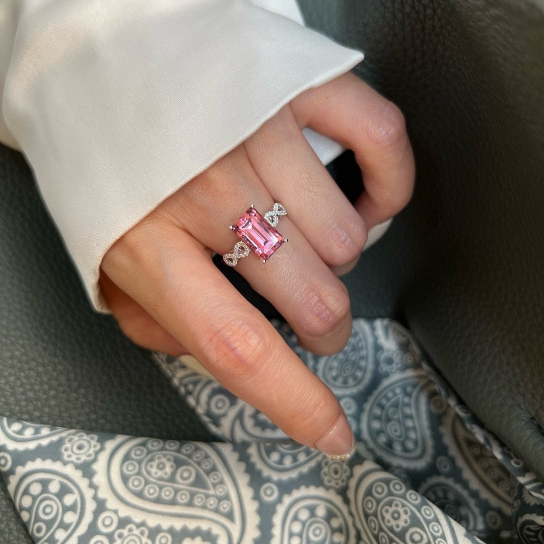 14k Gold 3.71 Ctw Natural Tourmaline & Lab Grown Diamond Ring - 2