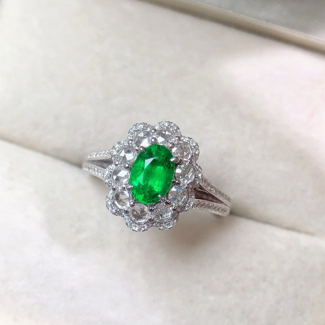 14k Gold 1.28 Ctw Vivid Green Natural Emerald & Diamond Ring/pendant( Without Chain ) - 2