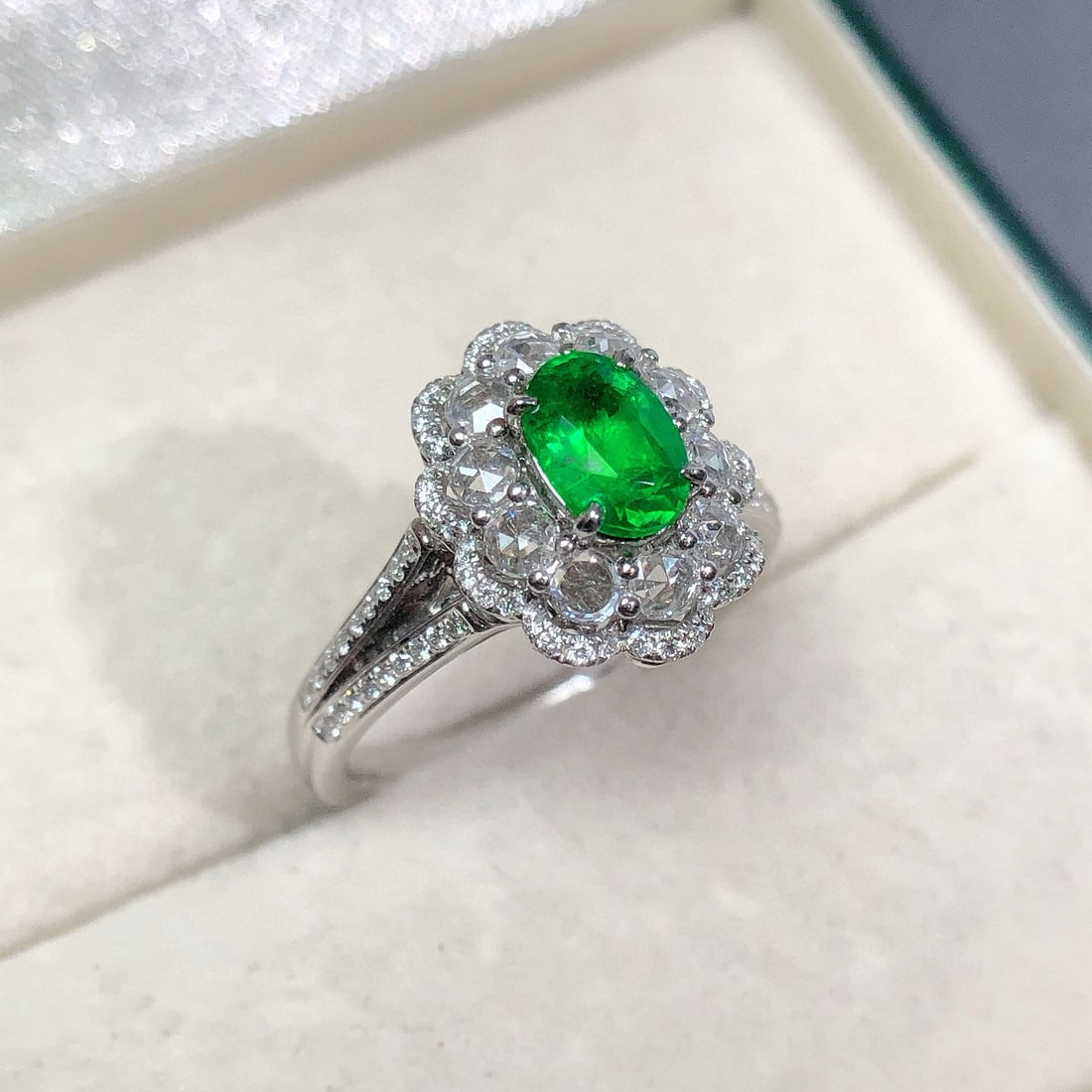 14k Gold 1.28 Ctw Vivid Green Natural Emerald & Diamond Ring/pendant( Without Chain ) - 6