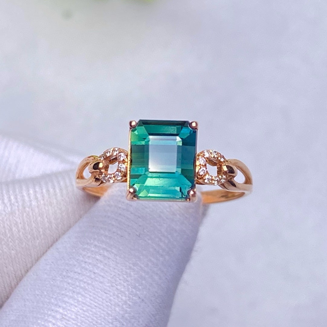 14k Gold 1.96 Ct Natural Tourmaline & Diamond Ring (1 of 7)