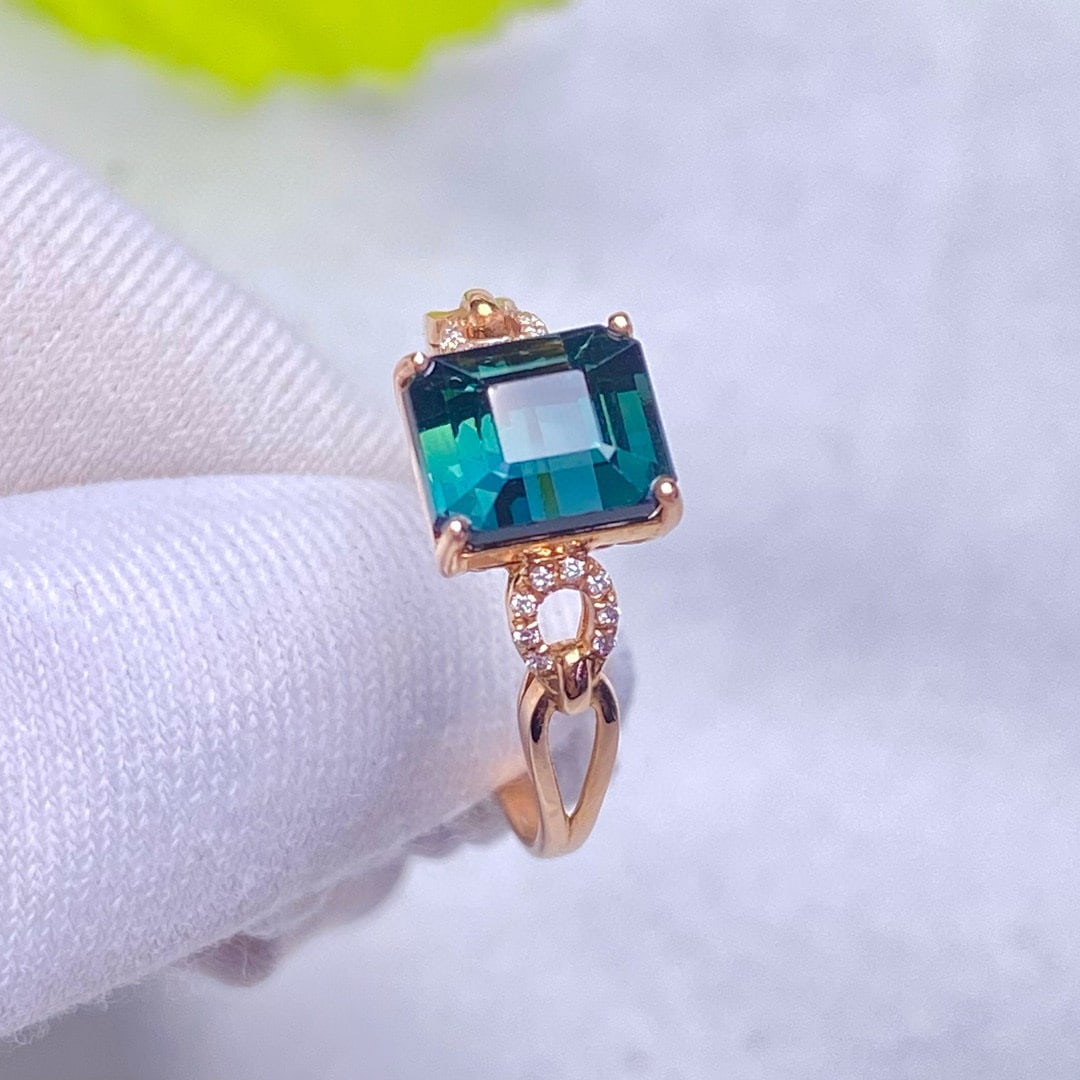 14k Gold 1.96 Ct Natural Tourmaline & Diamond Ring - 3