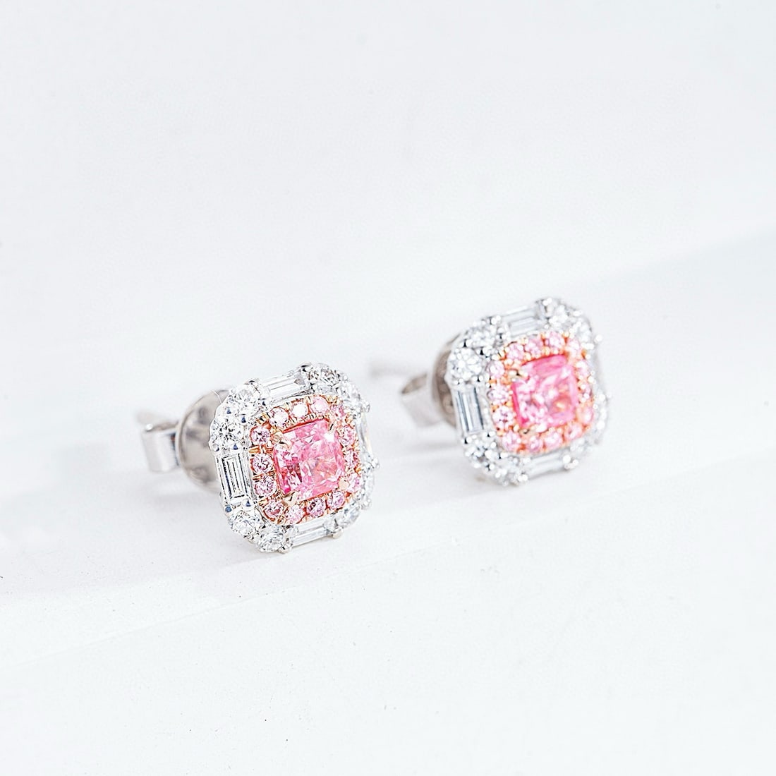 14k Gold 0.56 Ctw Natural Pink Diamond & Diamond Earrings - 5