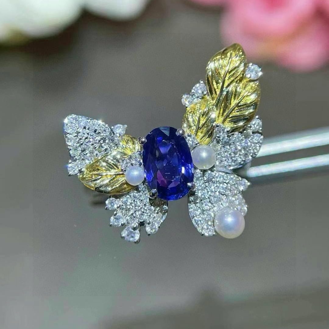 14k Gold 1.37 Ctw Natural Sapphire & Diamond Ring - 3