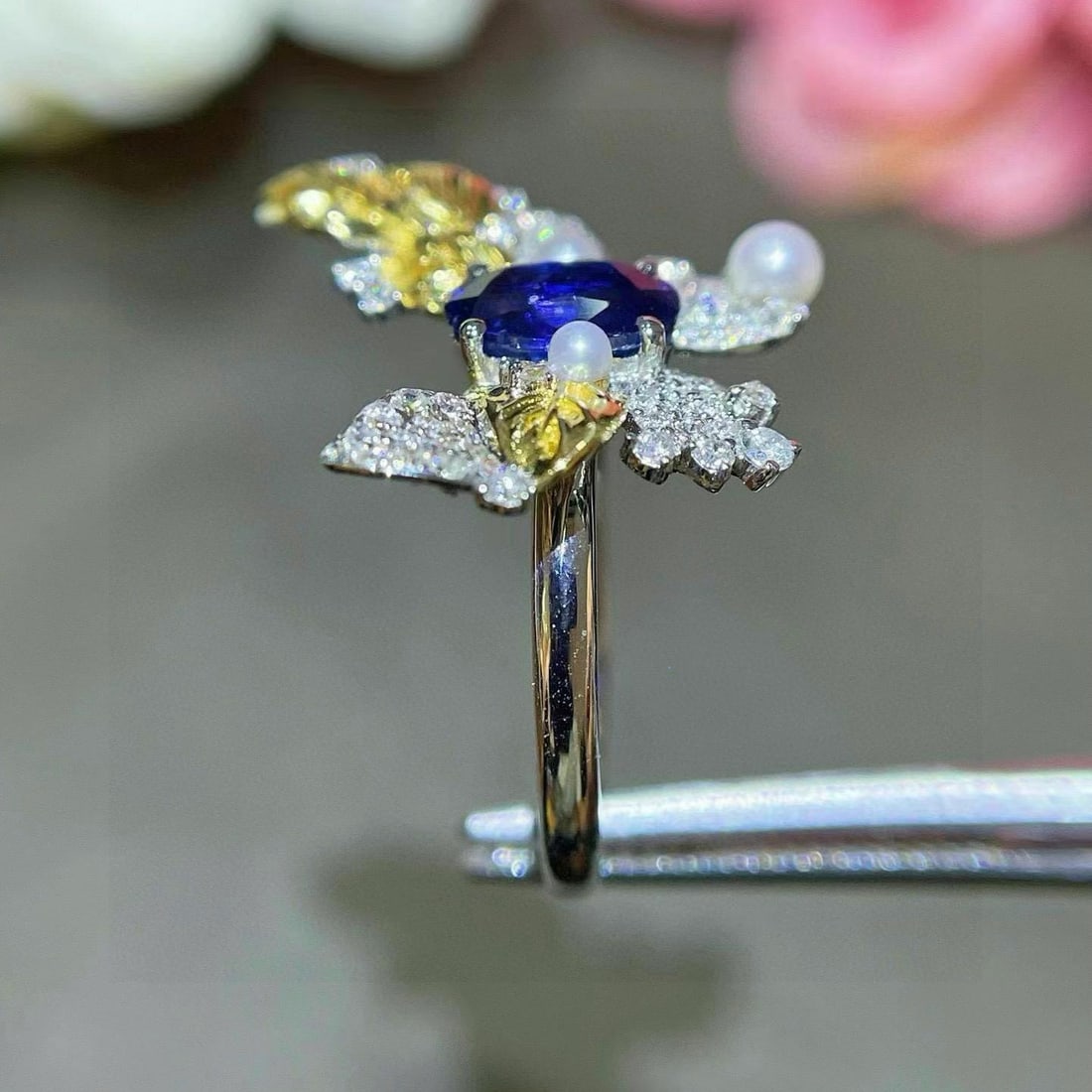 14k Gold 1.37 Ctw Natural Sapphire & Diamond Ring - 4