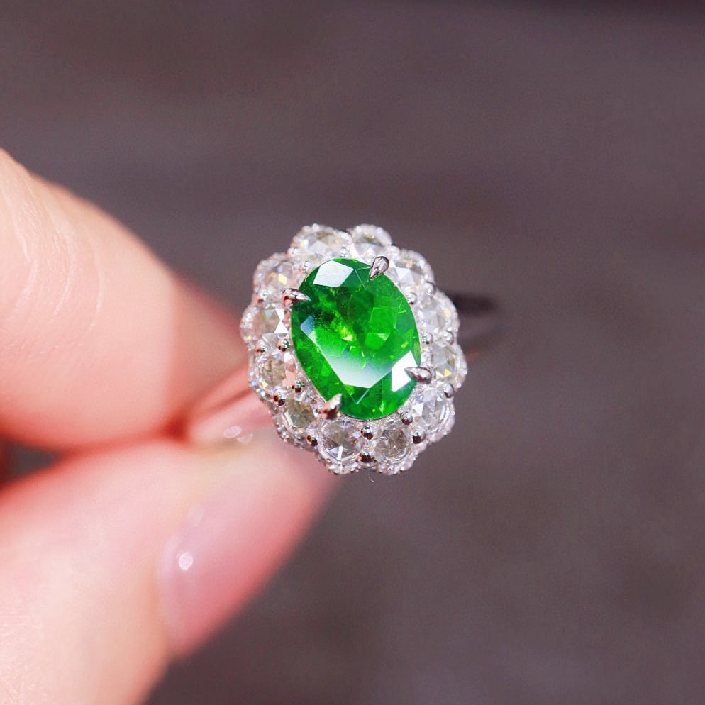 14k Gold 1.73 Ctw Natural Tsavorite & Diamond Ring - 7