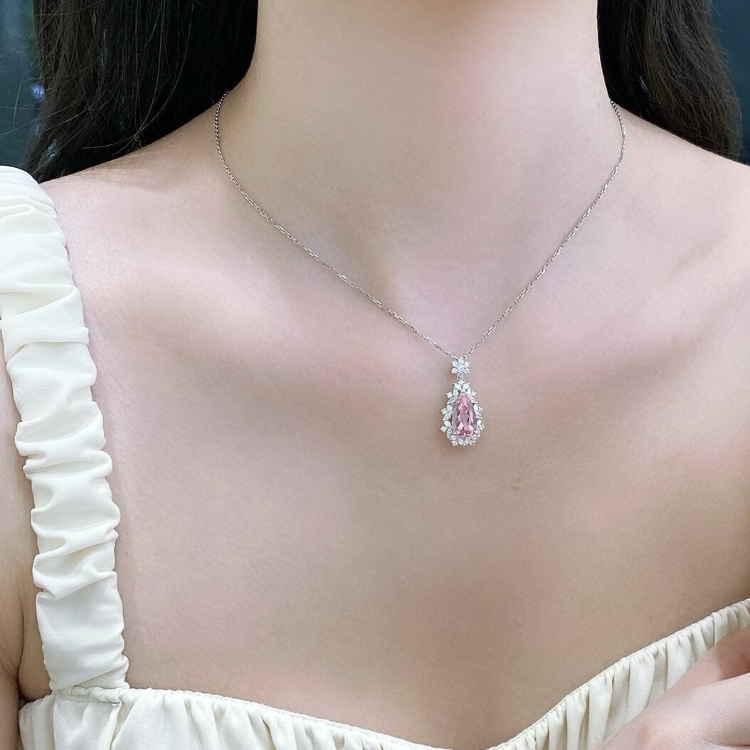 14k Gold 2.53 Ctw Natural Morganite & Diamond Pendant( Without Chain ) - 6