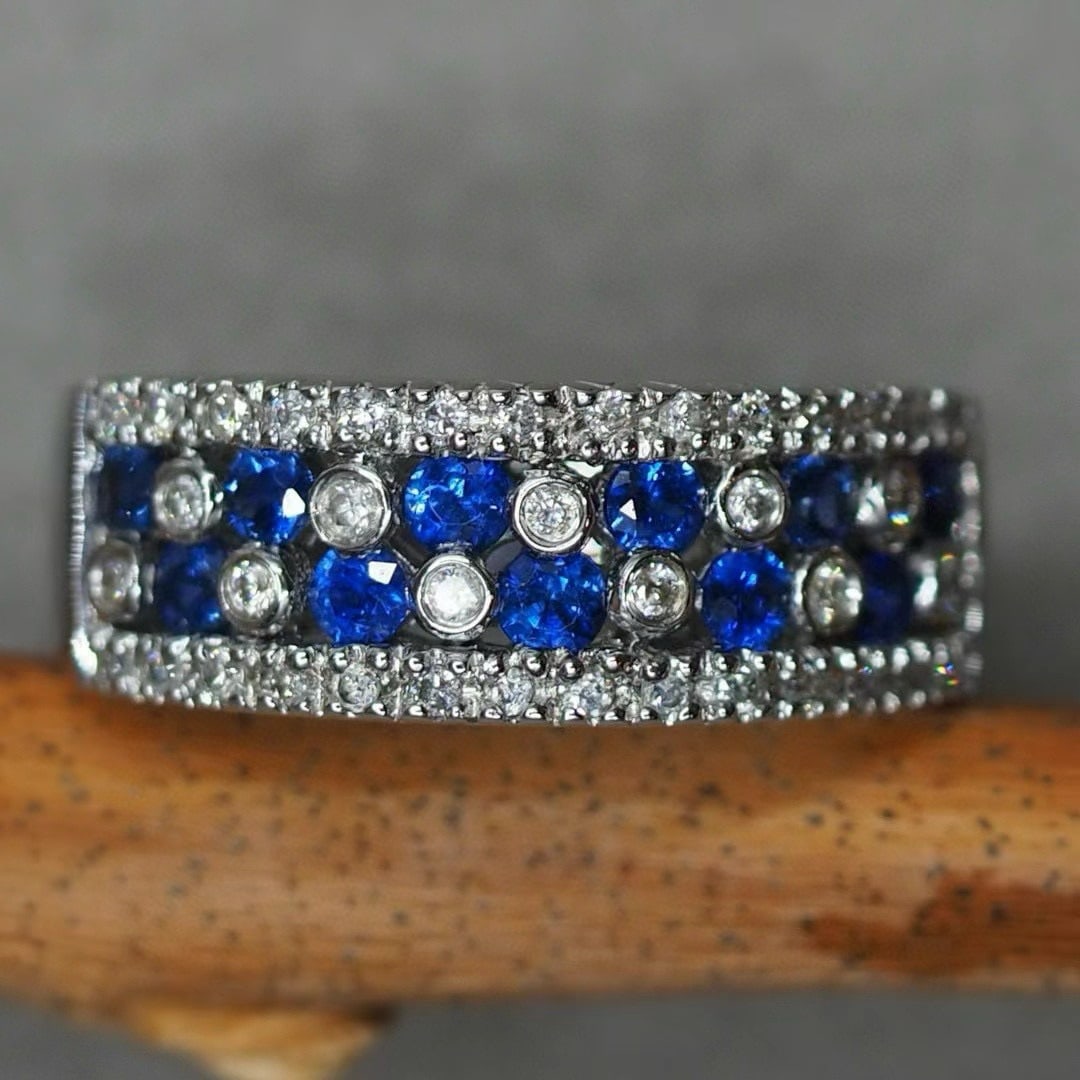 14k Gold 1.05 Ctw Natural Sapphire & Diamond Ring (1 of 8)