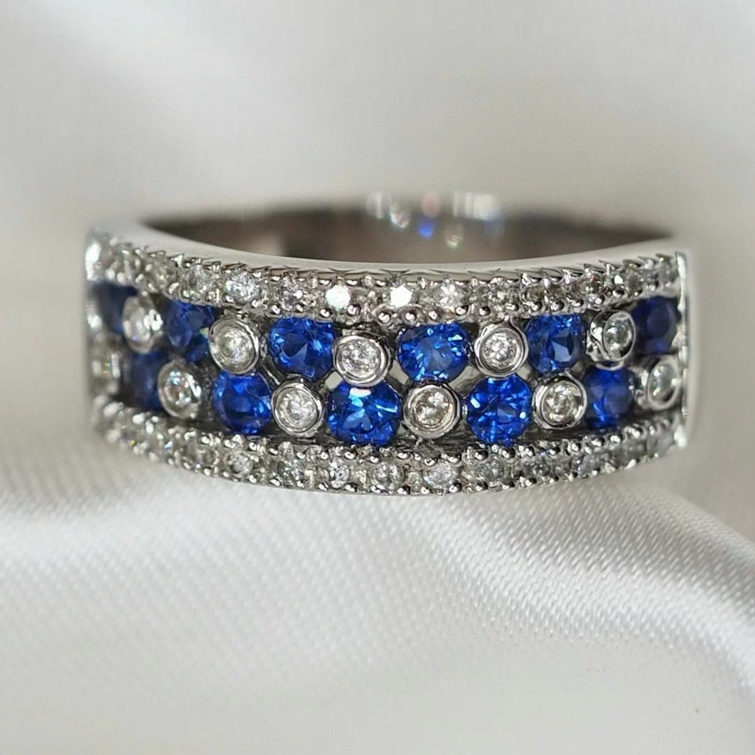 14k Gold 1.05 Ctw Natural Sapphire & Diamond Ring - 5