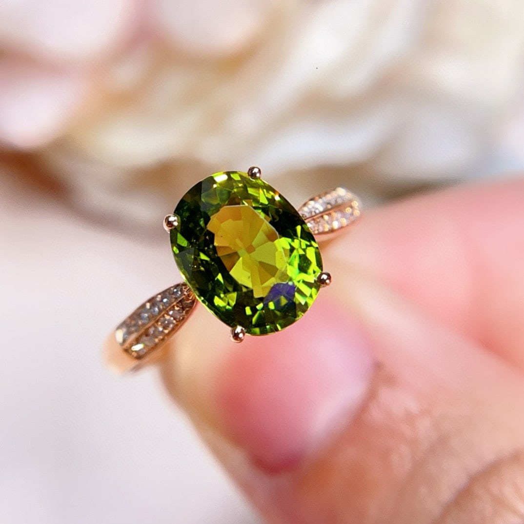 14k Gold 2.6 Ct Natural Tourmaline & Diamond Ring - 3