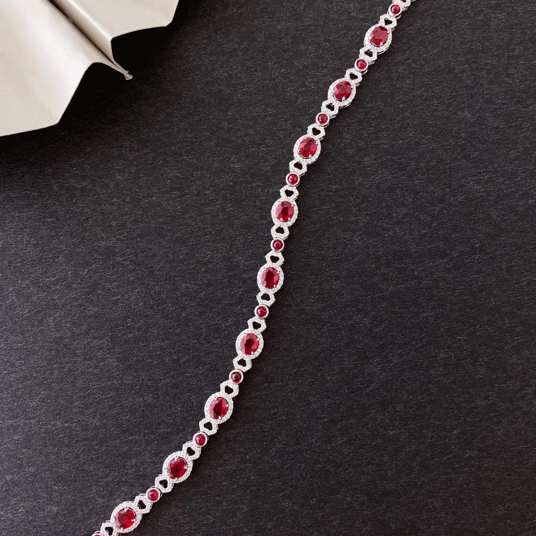 14k Gold 6.1 Ctw Vivid Red Natural Ruby & Diamond Bracelet - 4