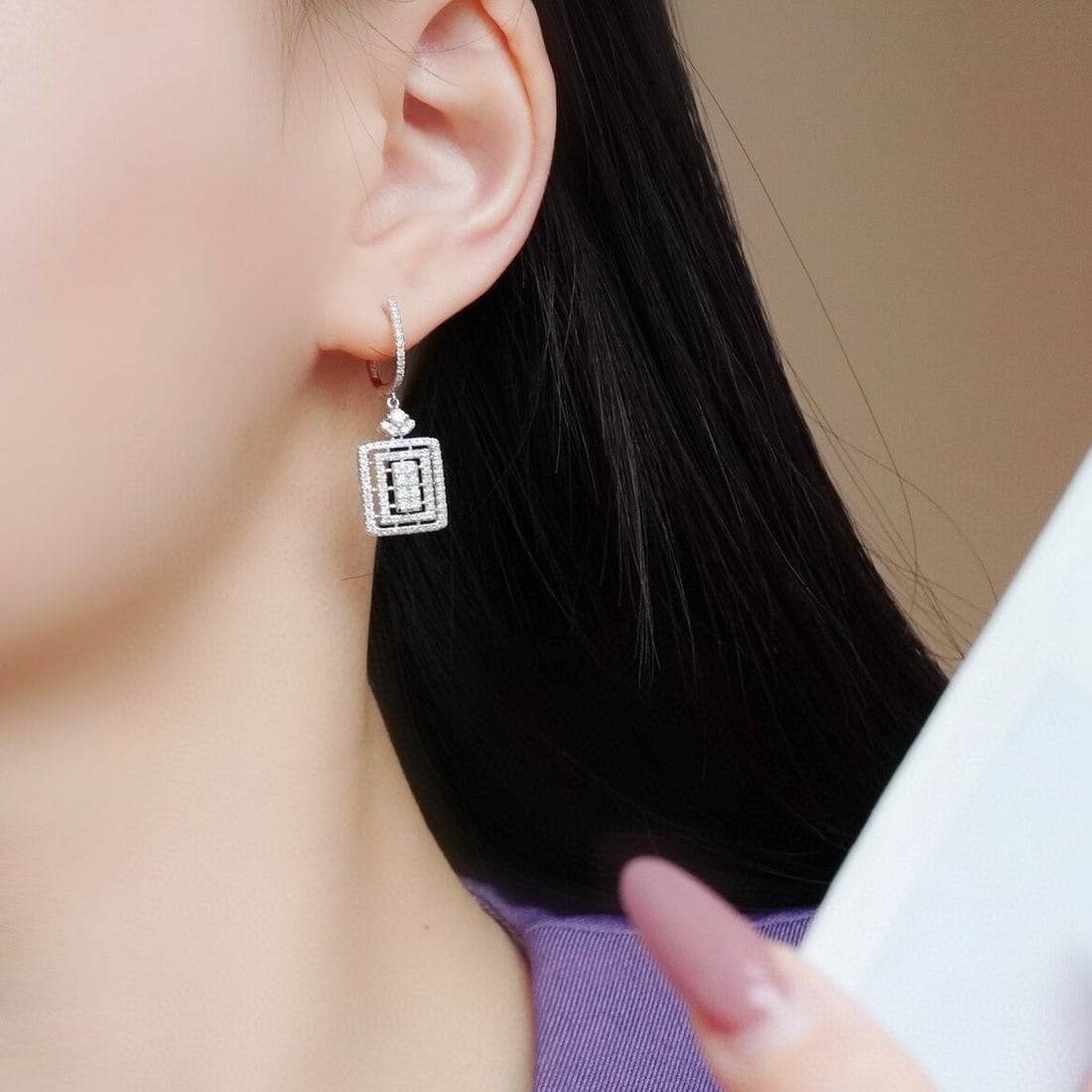 14k Gold 0.8 Ct Natural H Diamond Earrings - 6