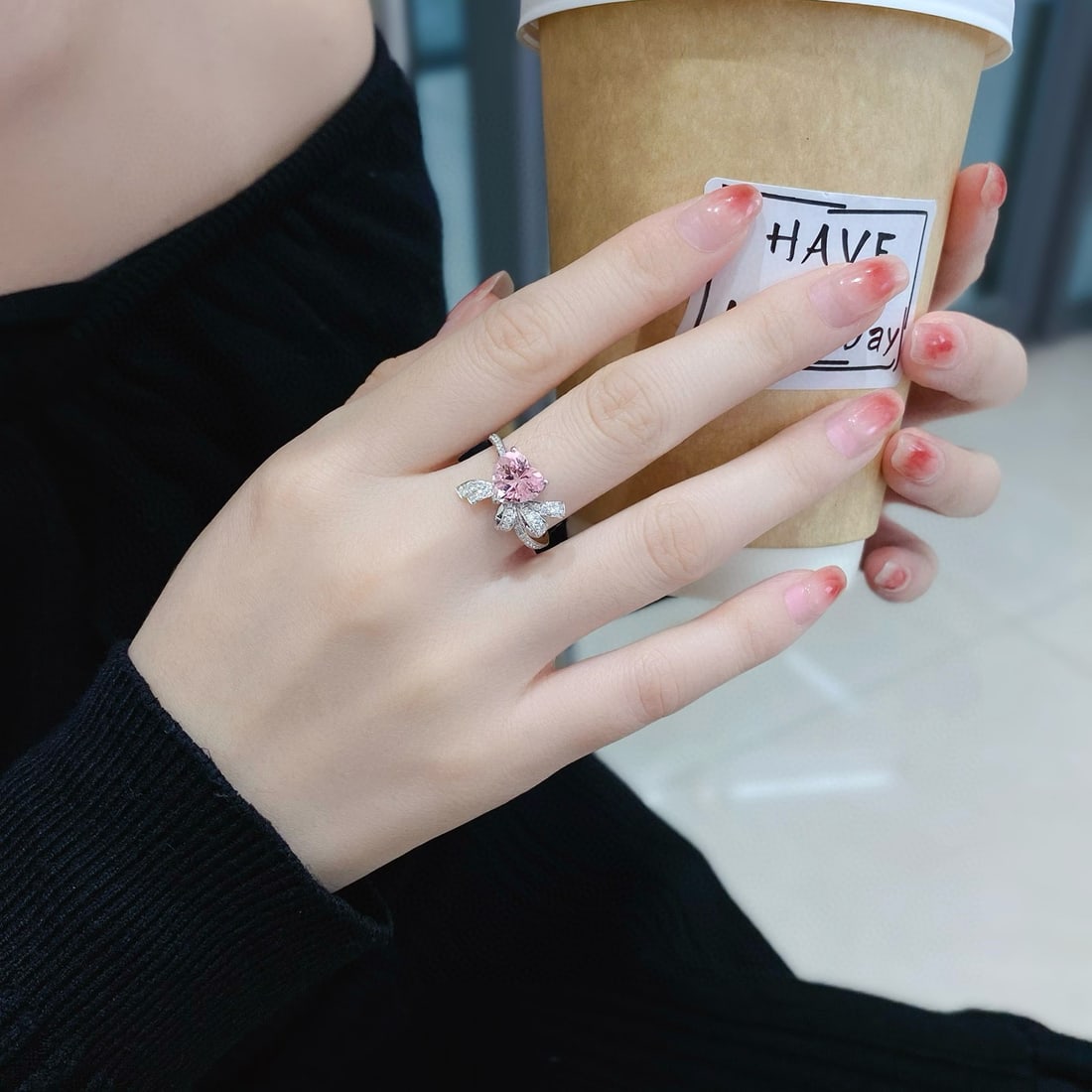 14k Gold 1.88 Ctw Natural Morganite & Diamond Ring - 2