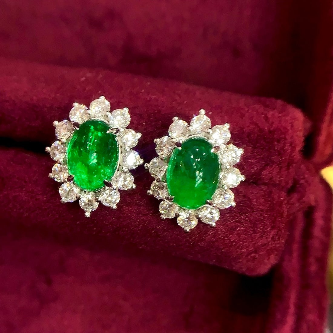14k Gold 2.52 Ctw Vivid Green Natural Emerald & Diamond Earrings (1 of 6)