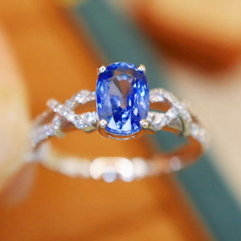 14k Gold 1.44 Ctw Natural Sapphire & Diamond Ring - 4