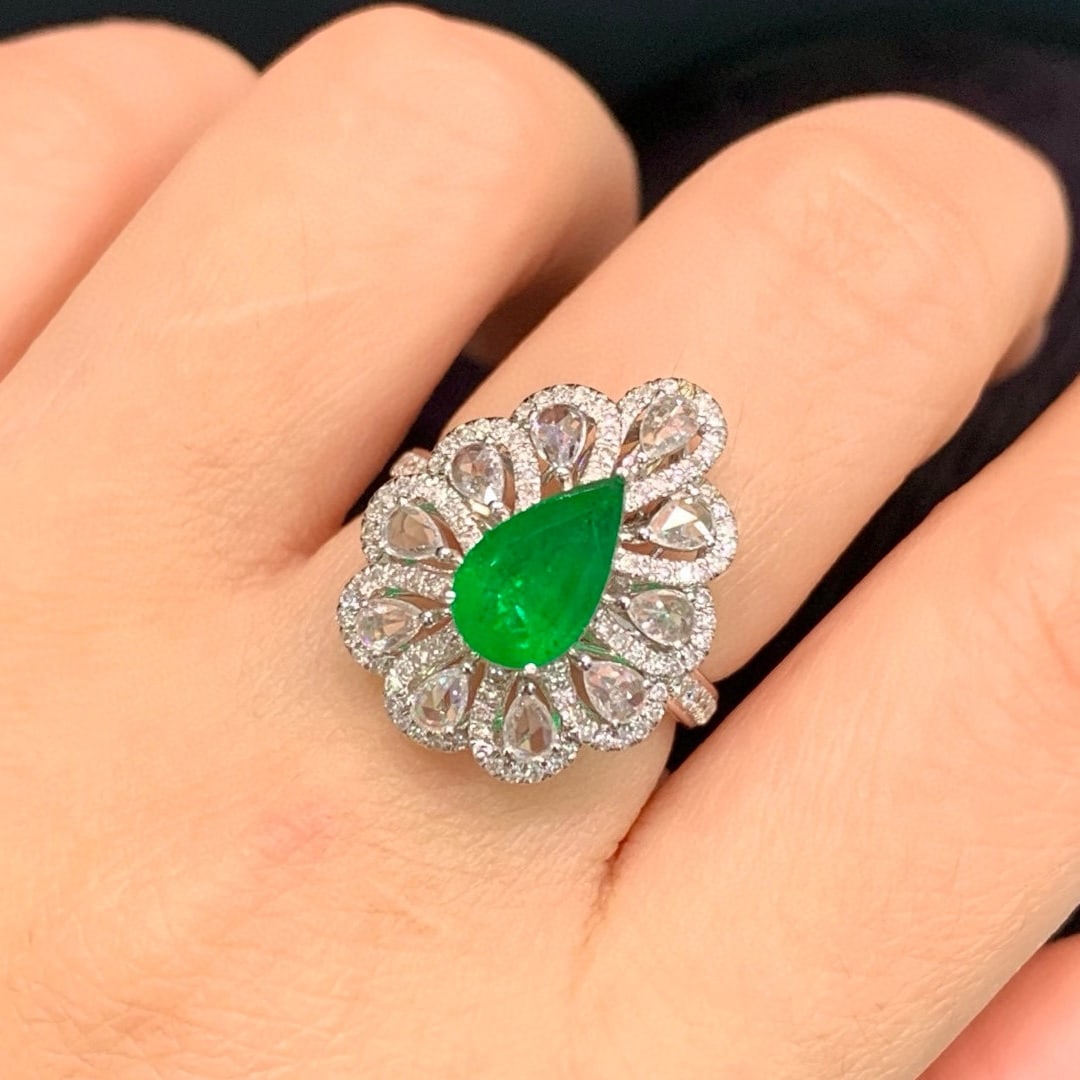 14k Gold 2.53 Ctw Vivid Green Natural Emerald & Diamond Ring/pendant( Without Chain ) - 7