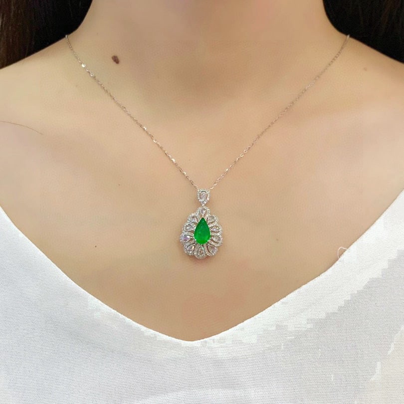 14k Gold 2.53 Ctw Vivid Green Natural Emerald & Diamond Ring/pendant( Without Chain ) - 8