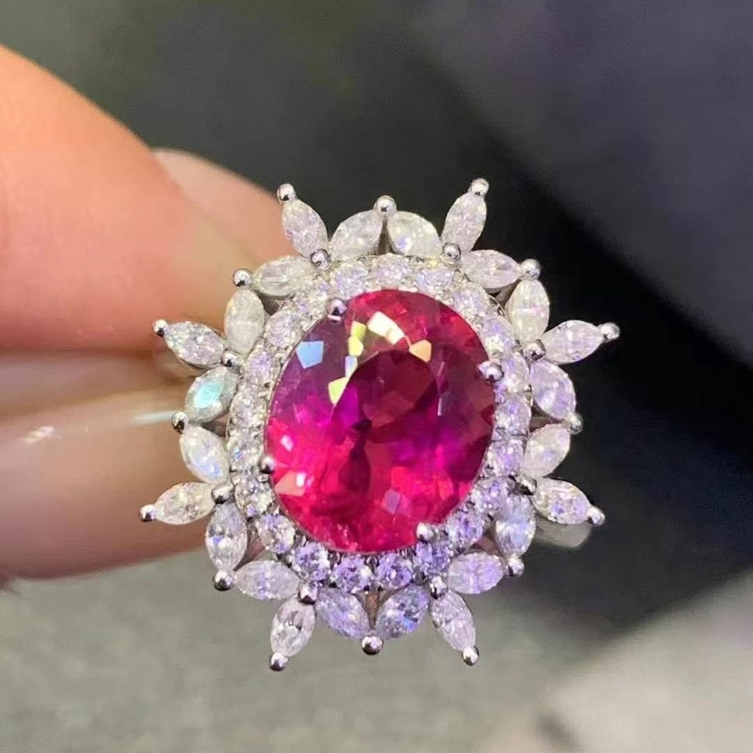 14k Gold 4.5 Ct Natural Tourmaline & Diamond Ring - 3