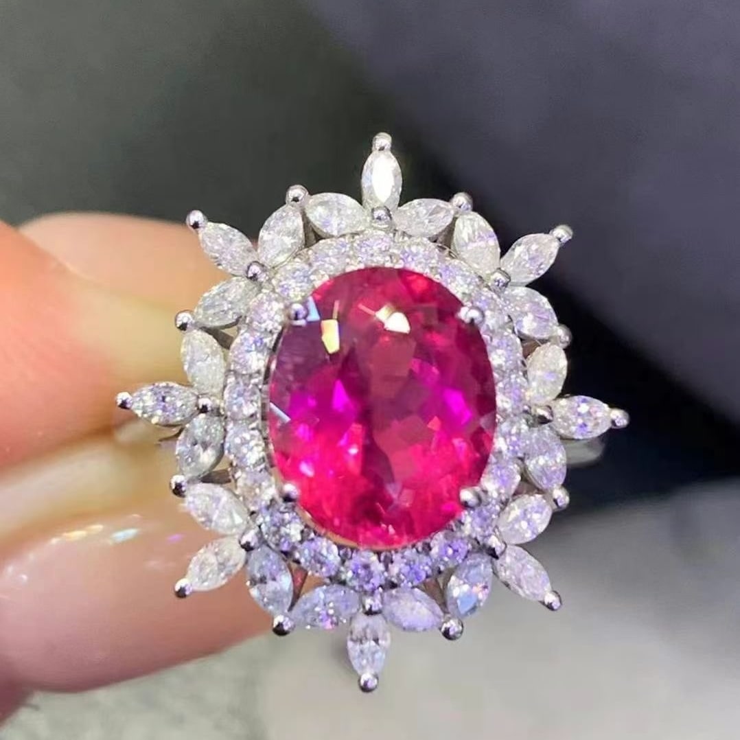 14k Gold 4.5 Ct Natural Tourmaline & Diamond Ring - 4