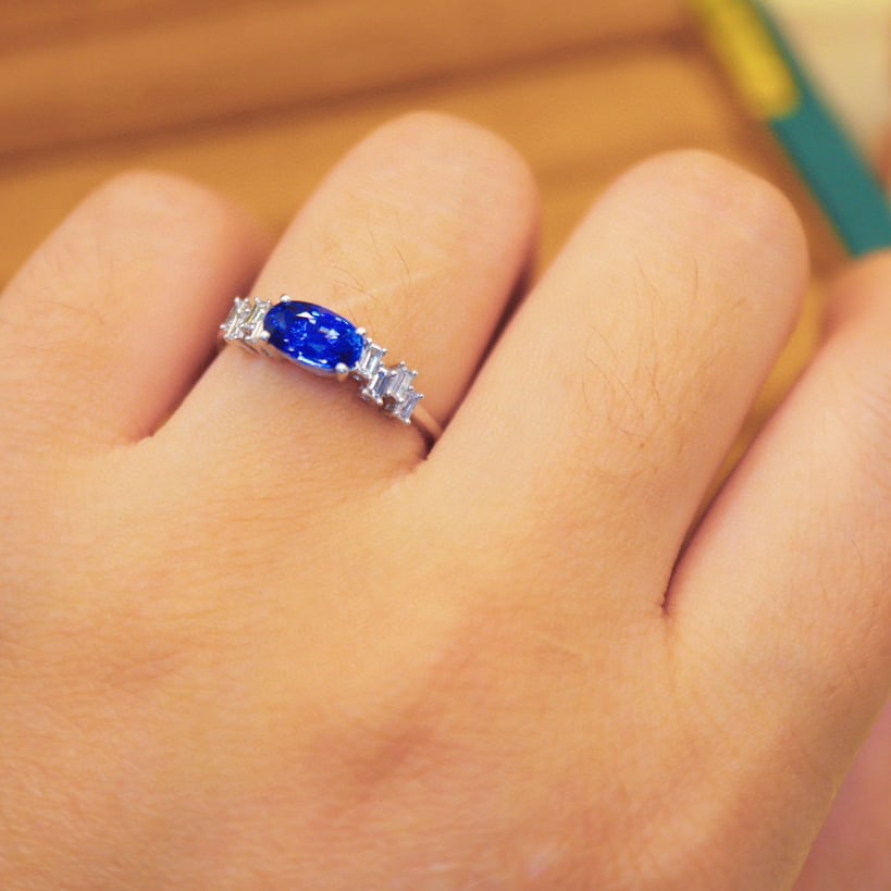 14k Gold 1.56 Ctw Natural Sapphire & Diamond Ring - 5