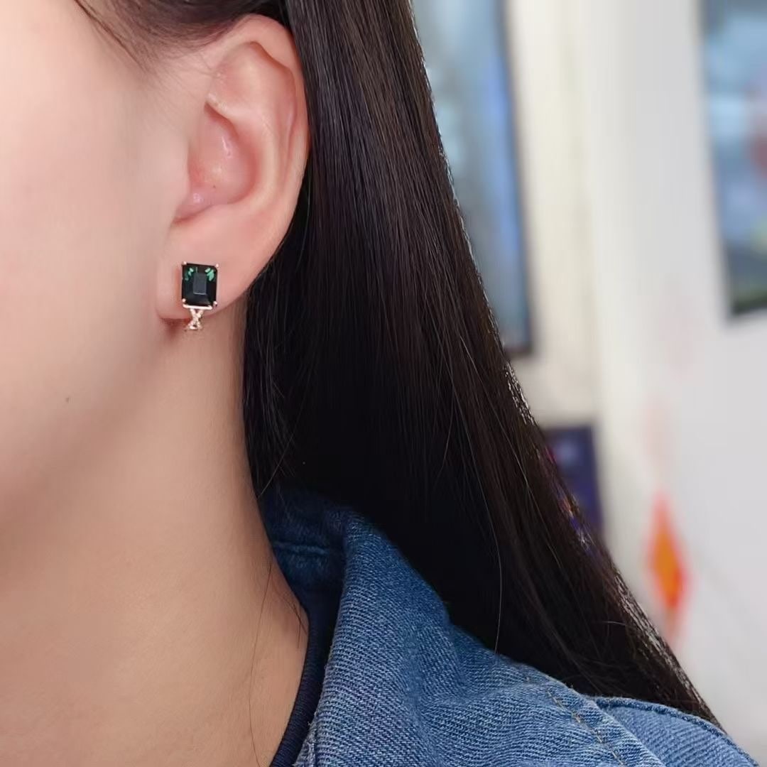 14k Gold 4.6 Ct Natural Tourmaline & Diamond Earrings - 3