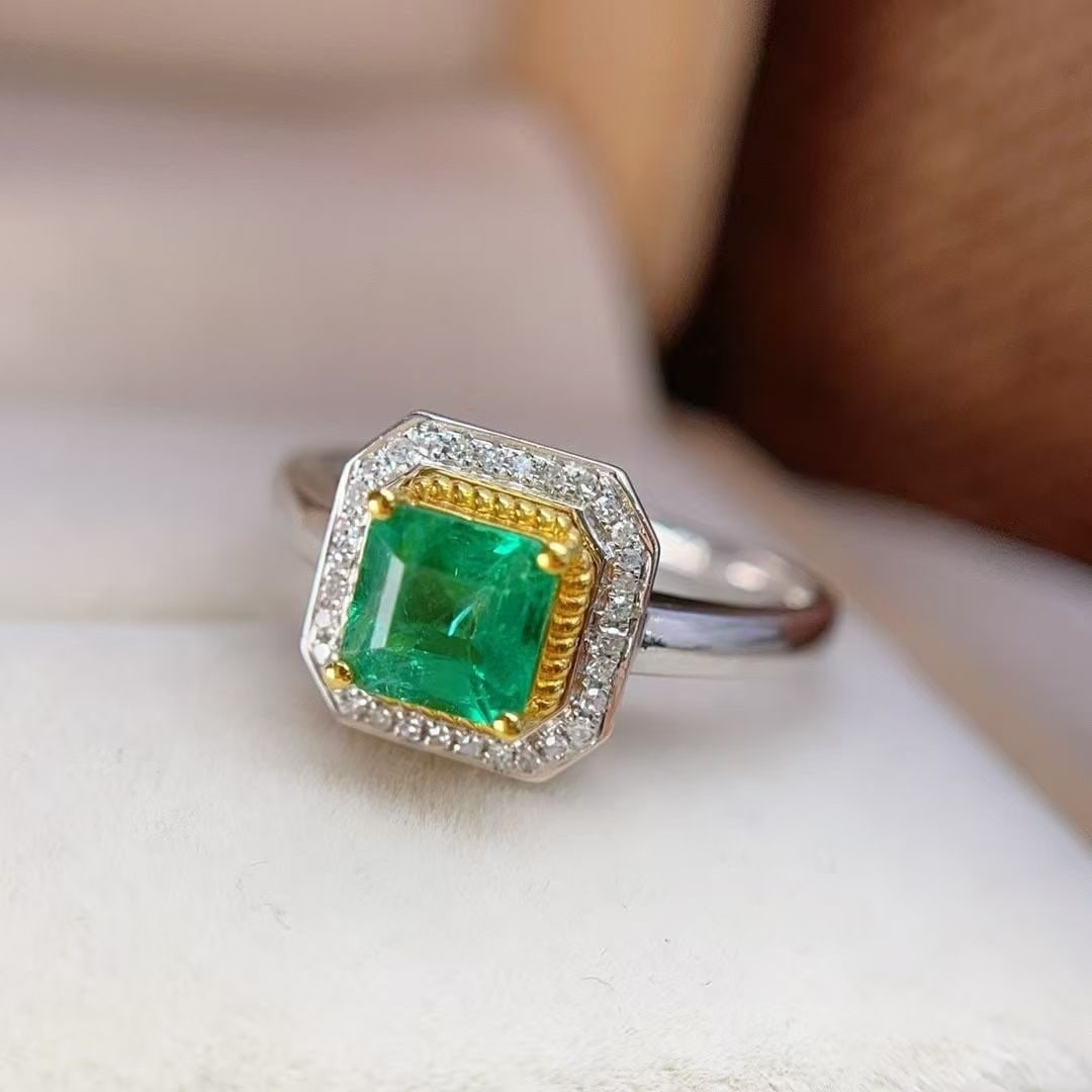 14k Gold 1.29 Ctw Natural Emerald & Diamond Ring - 3