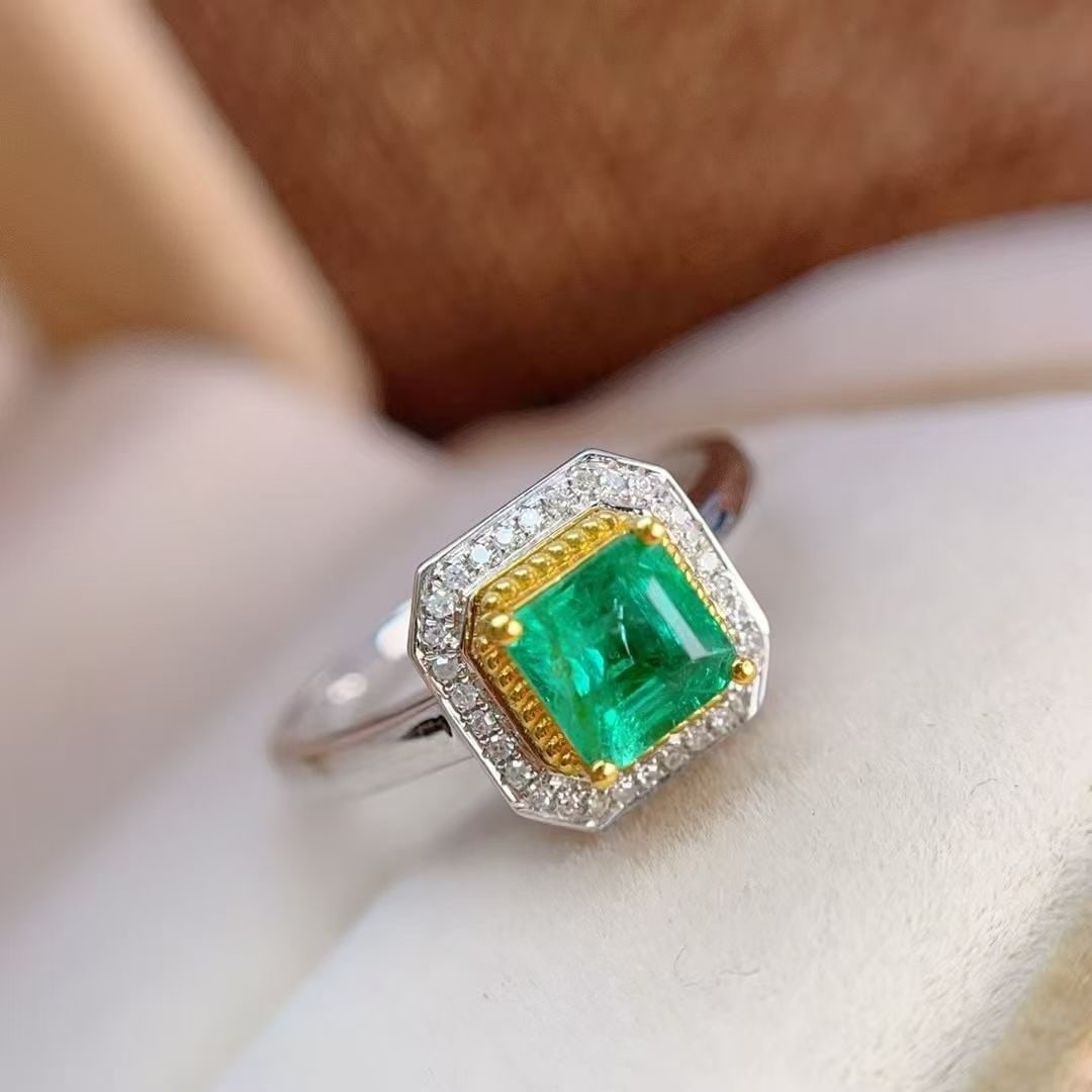 14k Gold 1.29 Ctw Natural Emerald & Diamond Ring - 4