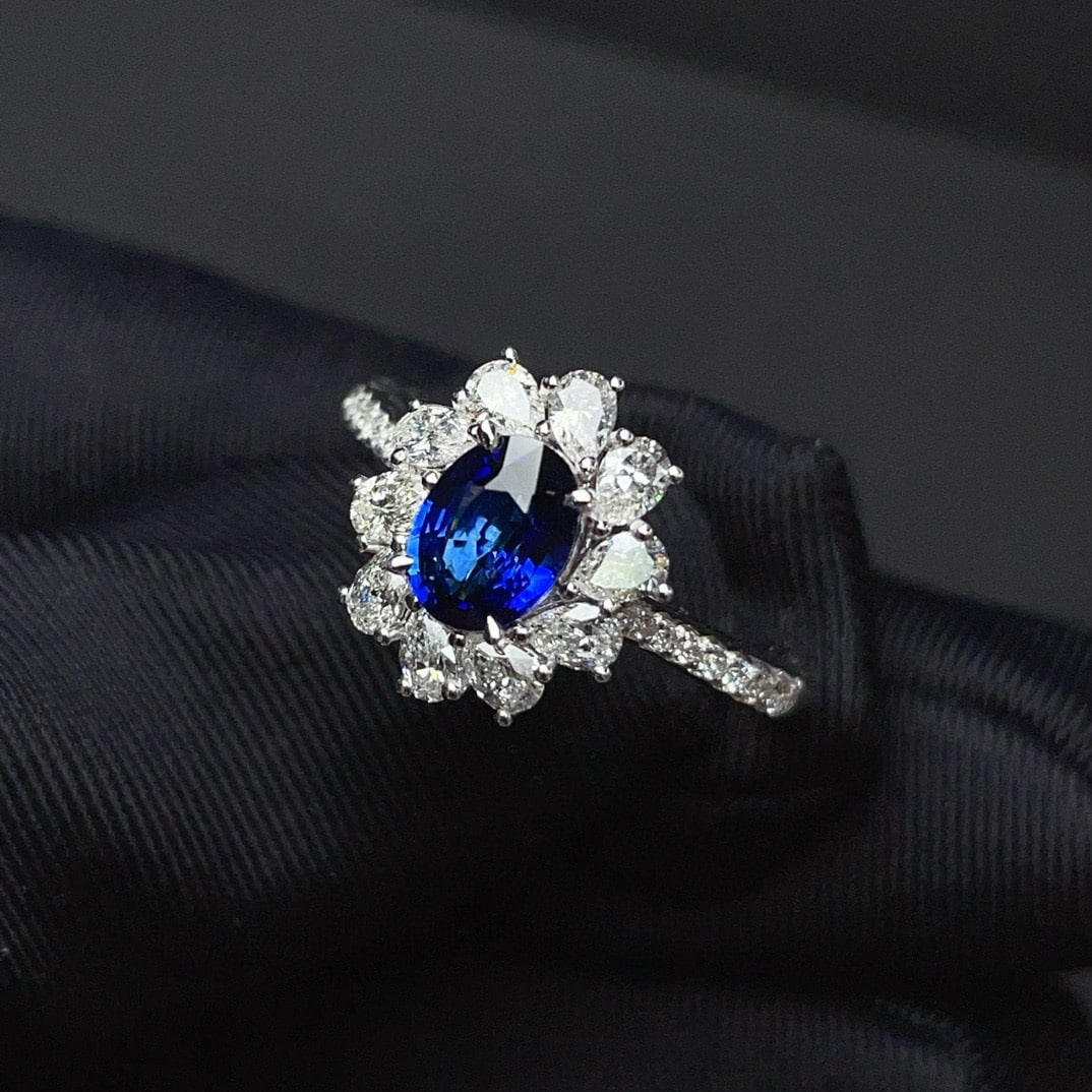 14k Gold 1.27 Ct Natural Sapphire & Diamond Ring - 2