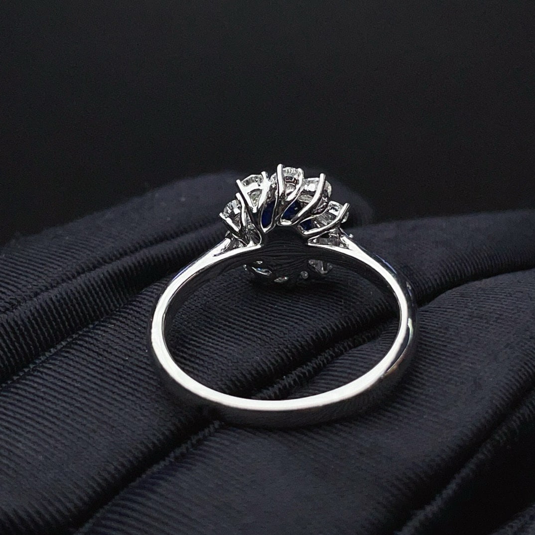 14k Gold 1.27 Ct Natural Sapphire & Diamond Ring - 4