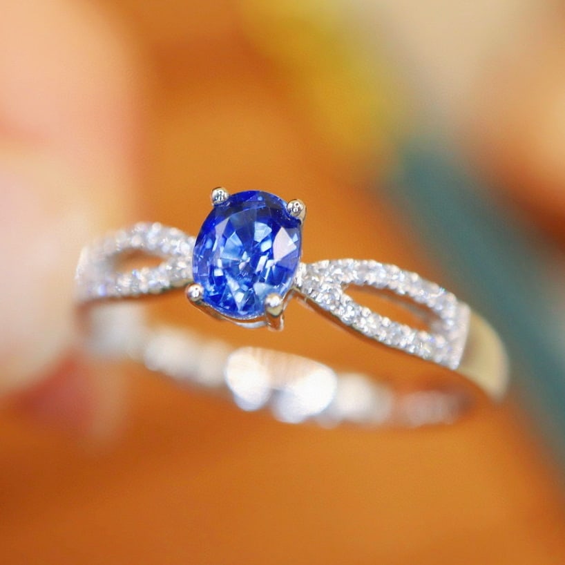 14k Gold 0.64 Ctw Natural Sapphire & Diamond Ring - 2