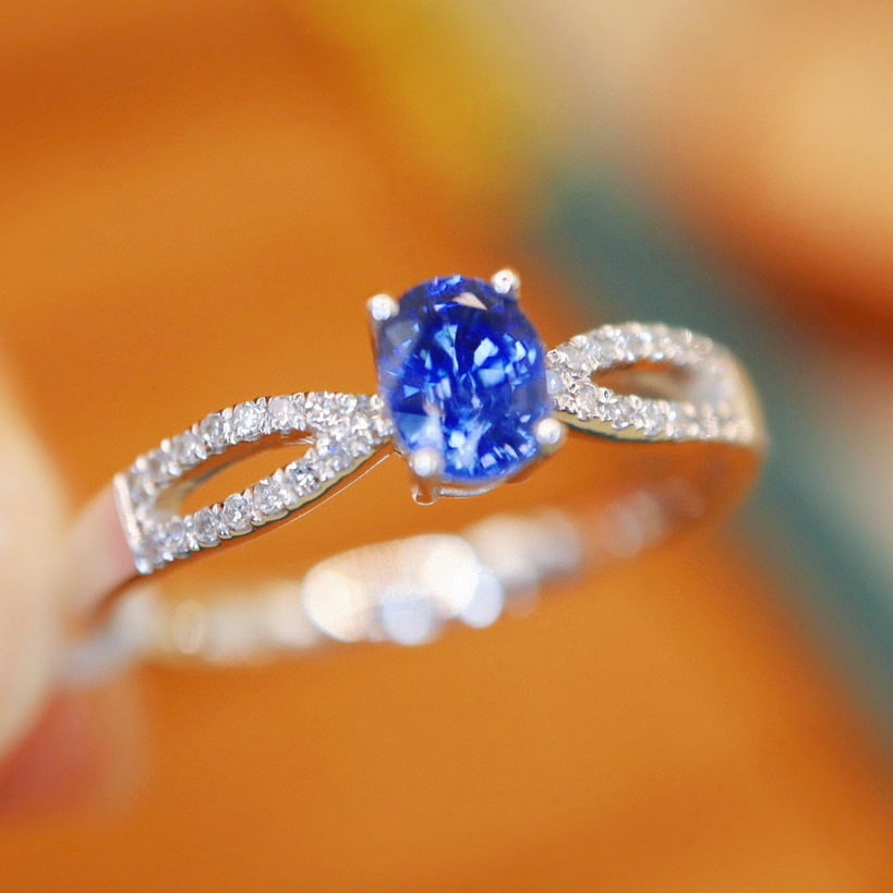 14k Gold 0.64 Ctw Natural Sapphire & Diamond Ring - 3