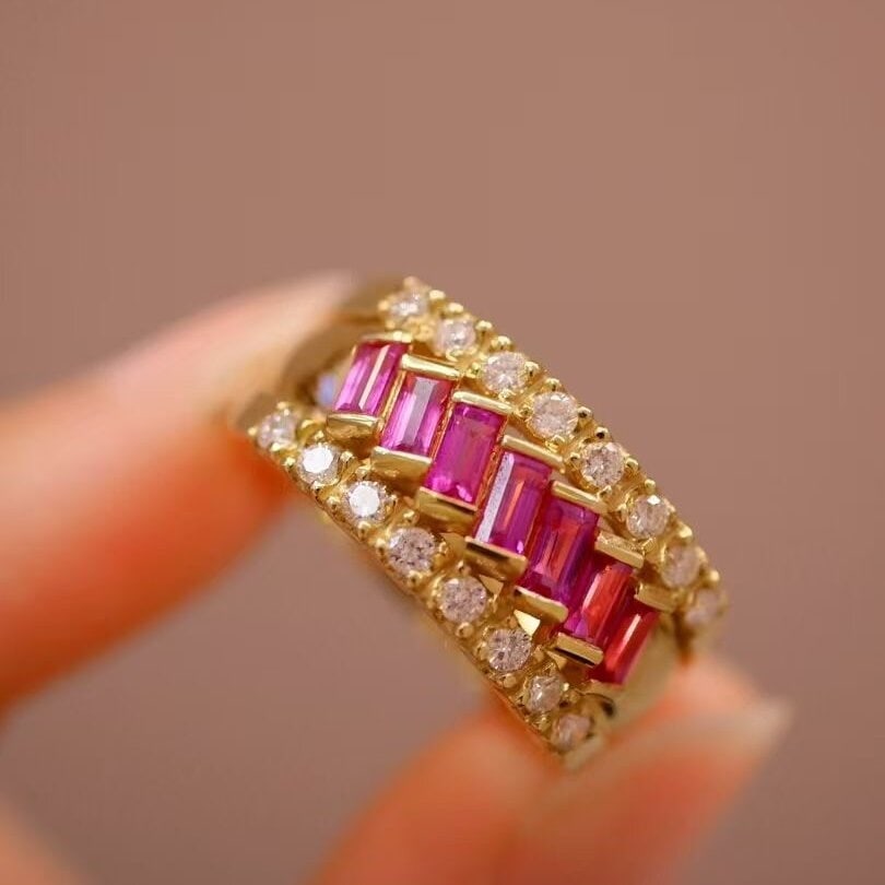 14k Gold 0.96 Ctw Natural Ruby & Diamond Ring - 3
