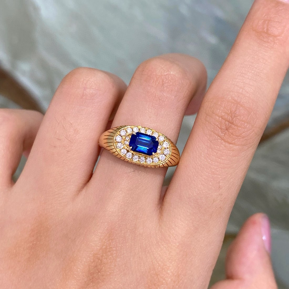 14k Gold 1.32 Ctw Natural Sapphire & Diamond Ring - 2