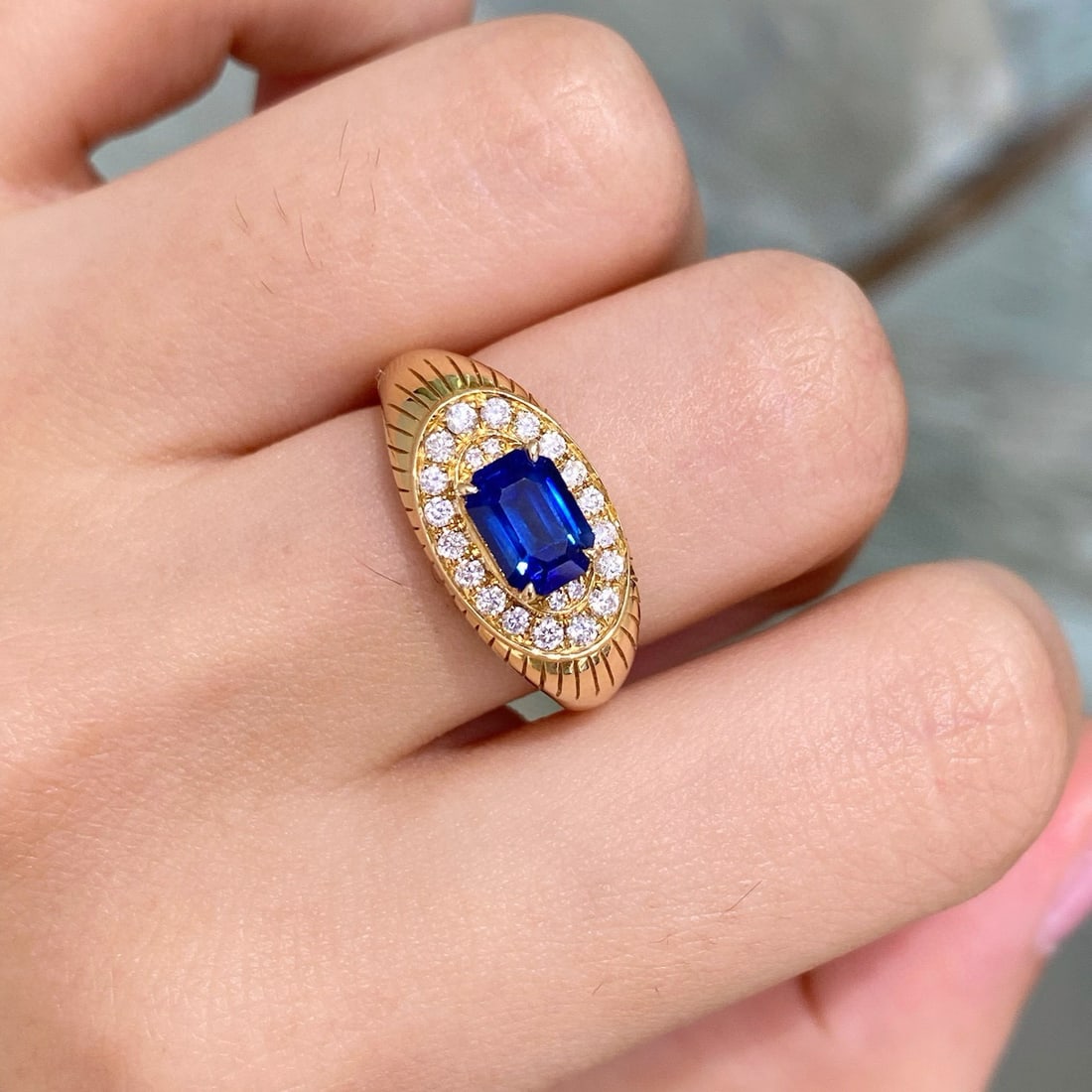 14k Gold 1.32 Ctw Natural Sapphire & Diamond Ring - 4