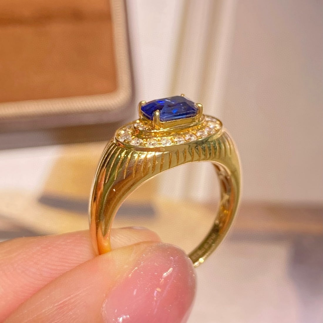 14k Gold 1.32 Ctw Natural Sapphire & Diamond Ring - 5