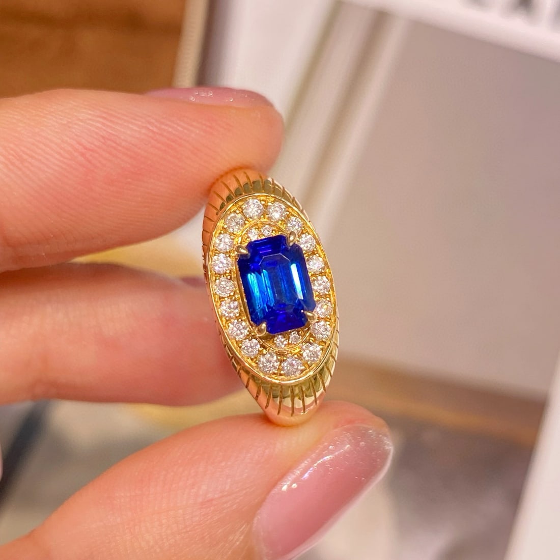 14k Gold 1.32 Ctw Natural Sapphire & Diamond Ring - 6