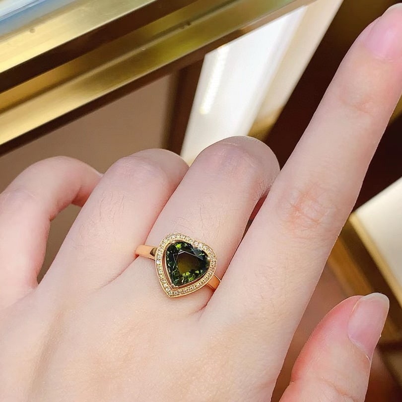 14k Gold 3.5 Ct Natural Tourmaline & Diamond Ring - 3