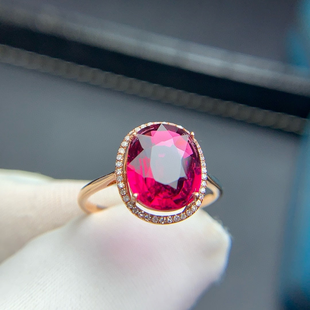 14k Gold 3.1 Ct Natural Tourmaline & Diamond Ring - 2