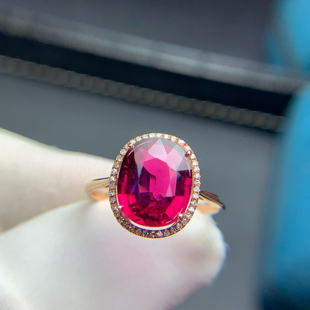 14k Gold 3.1 Ct Natural Tourmaline & Diamond Ring - 5