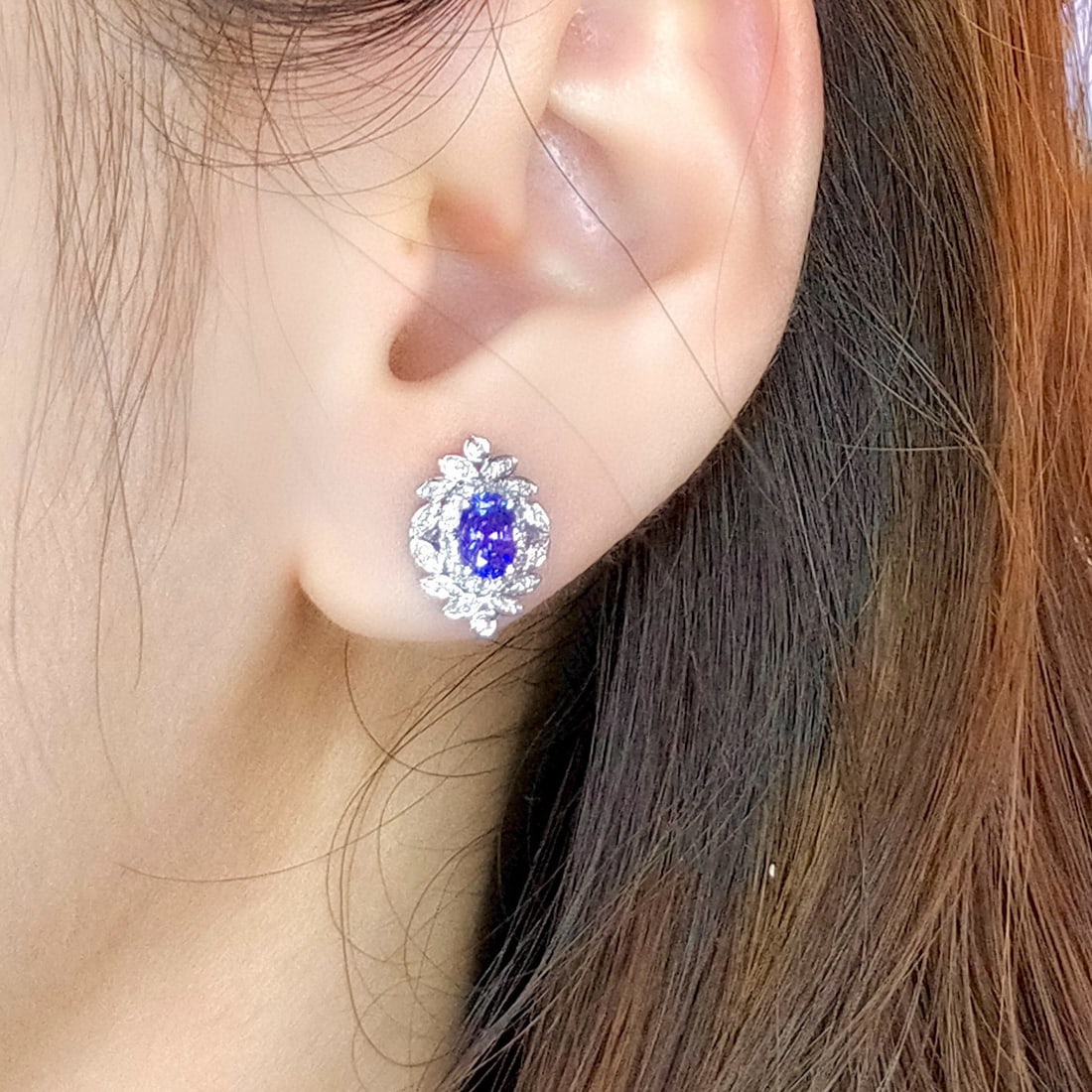 14k Gold 1.63 Ctw Natural Sapphire & Diamond Earrings - 2