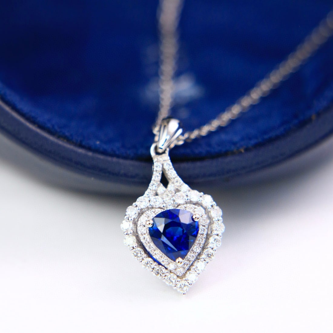 14k Gold 1.19 Ctw Natural Sapphire & Diamond Pendant( Without Chain ) - 4