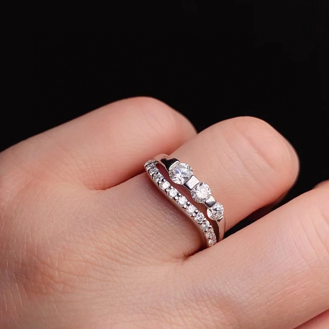 14k Gold 0.8 Ct Natural H Diamond Ring - 2