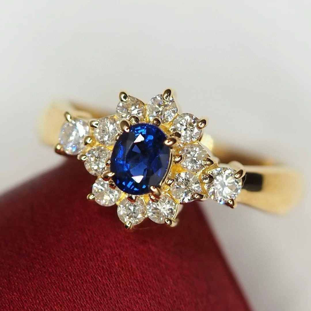 14k Gold 1.04 Ctw Natural Sapphire & Diamond Ring - 4
