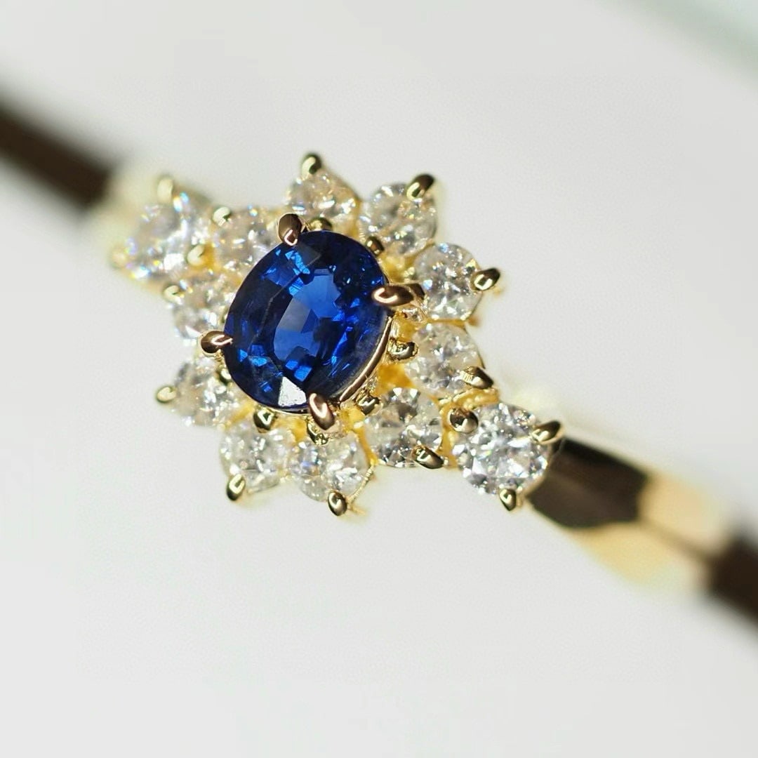 14k Gold 1.04 Ctw Natural Sapphire & Diamond Ring - 5
