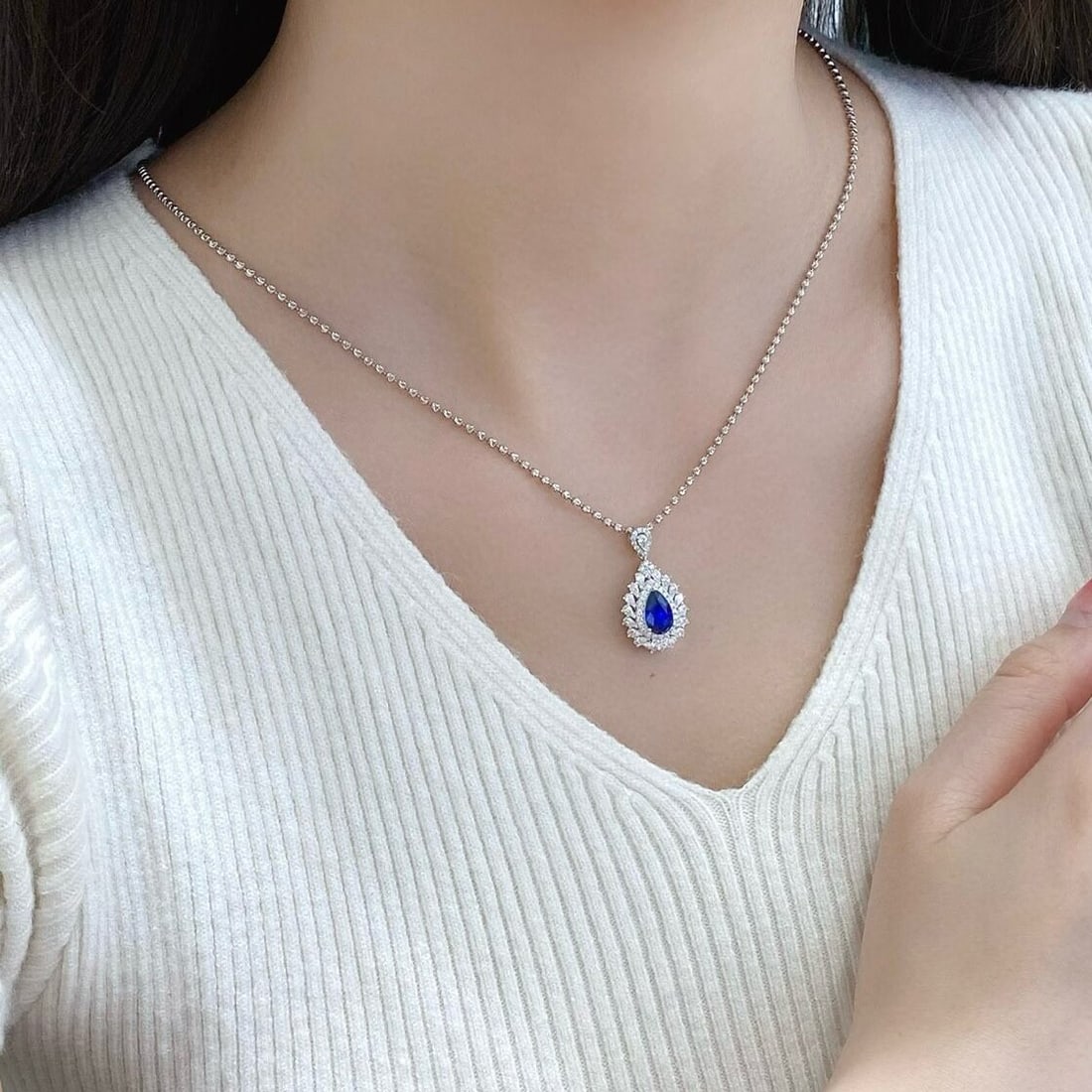 14k Gold 2.03 Ctw Natural Sapphire & Diamond Pendant( Without Chain ) - 4