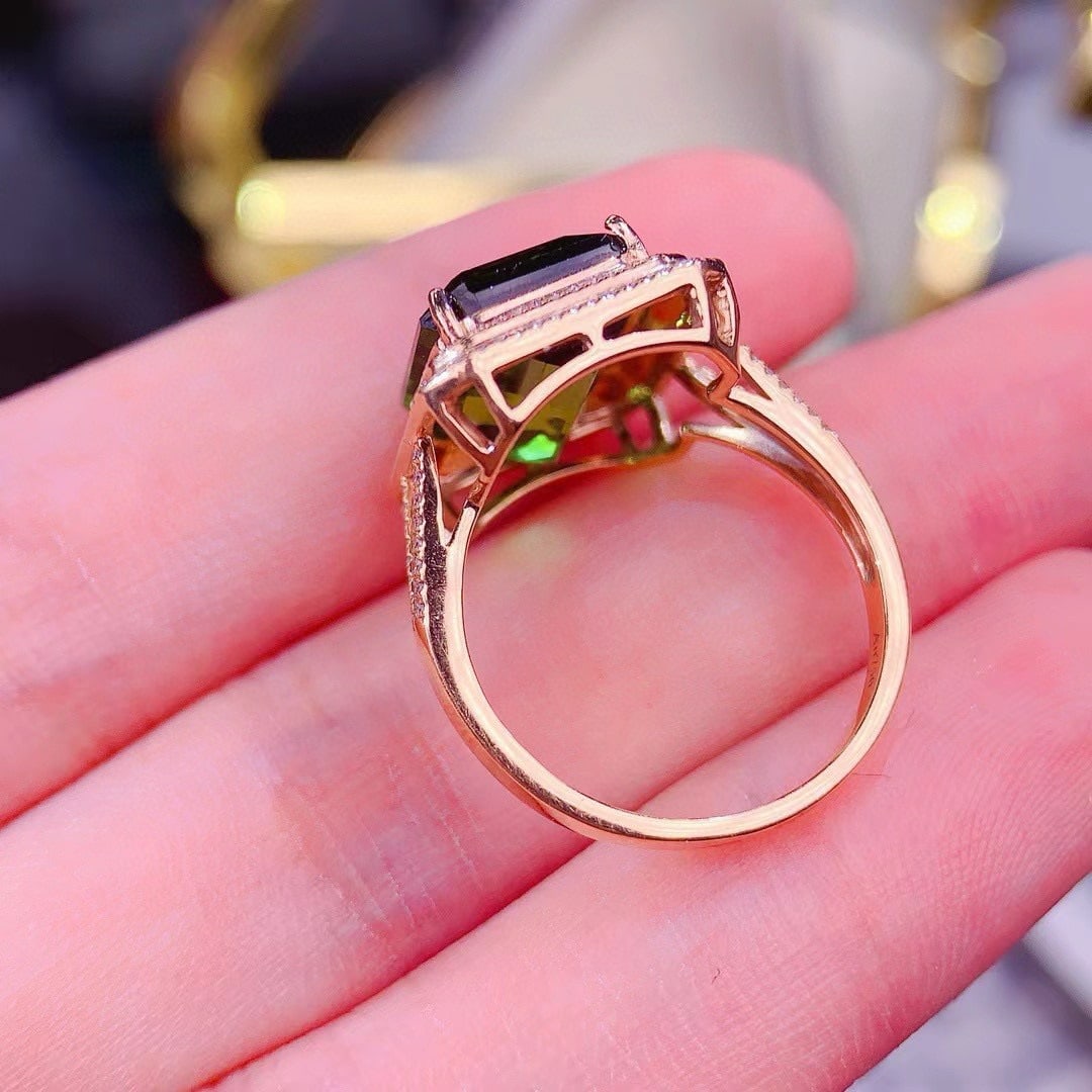 14k Gold 7.02 Ct Natural Tourmaline & Diamond Ring - 6