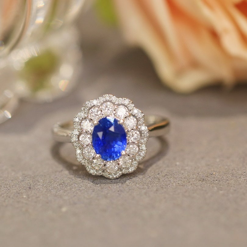 14k Gold 2.16 Ctw Natural Sapphire & Diamond Ring (1 of 8)