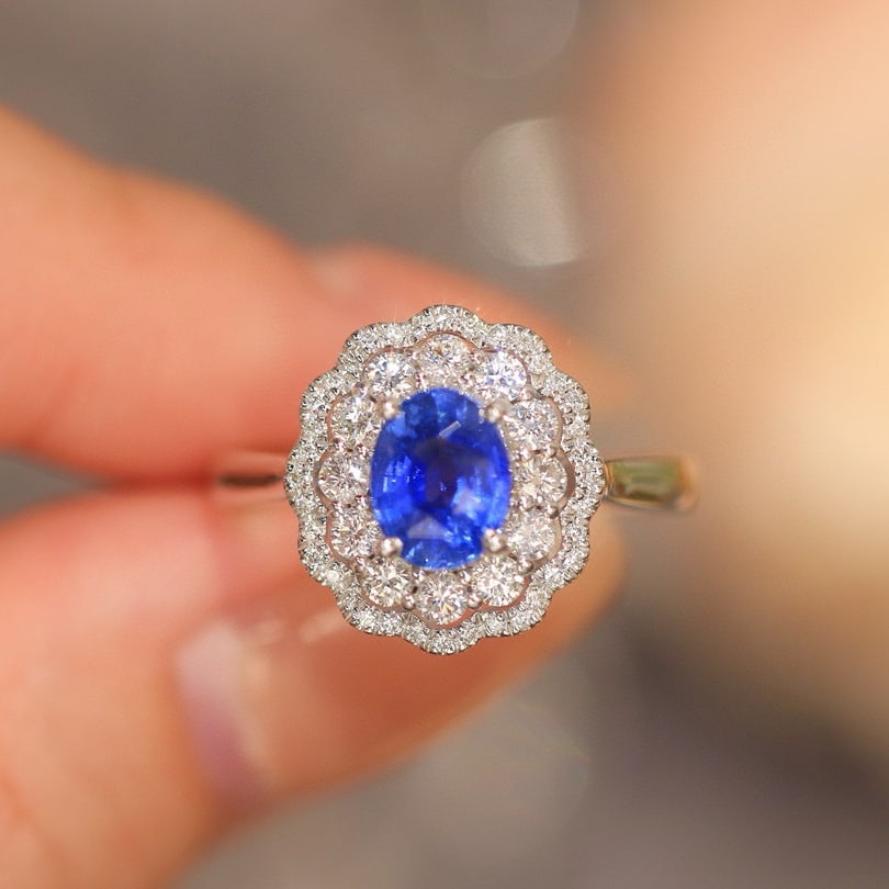 14k Gold 2.16 Ctw Natural Sapphire & Diamond Ring - 6