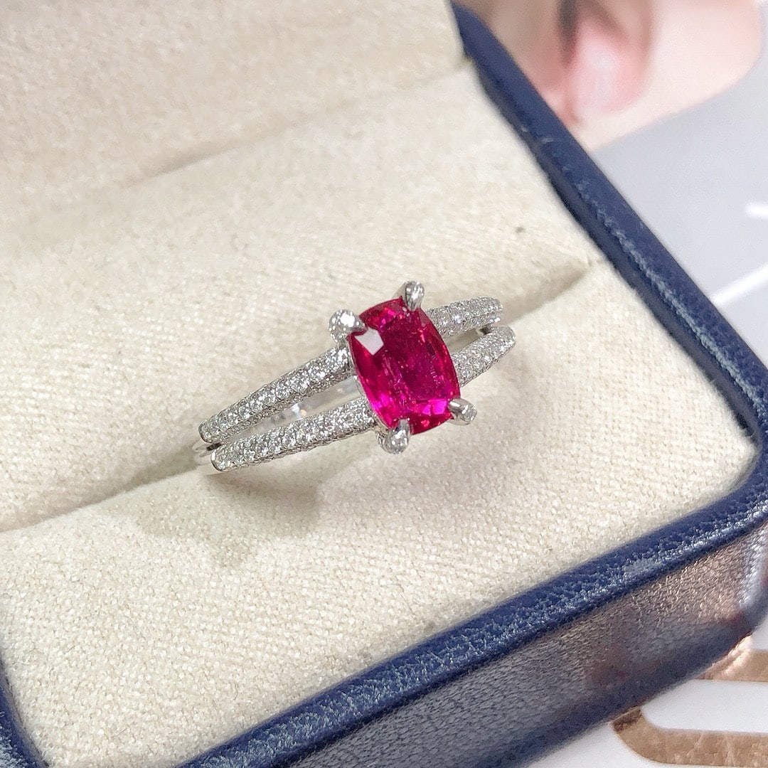 14k Gold 1.52 Ctw Natural Ruby & Diamond Ring - 7