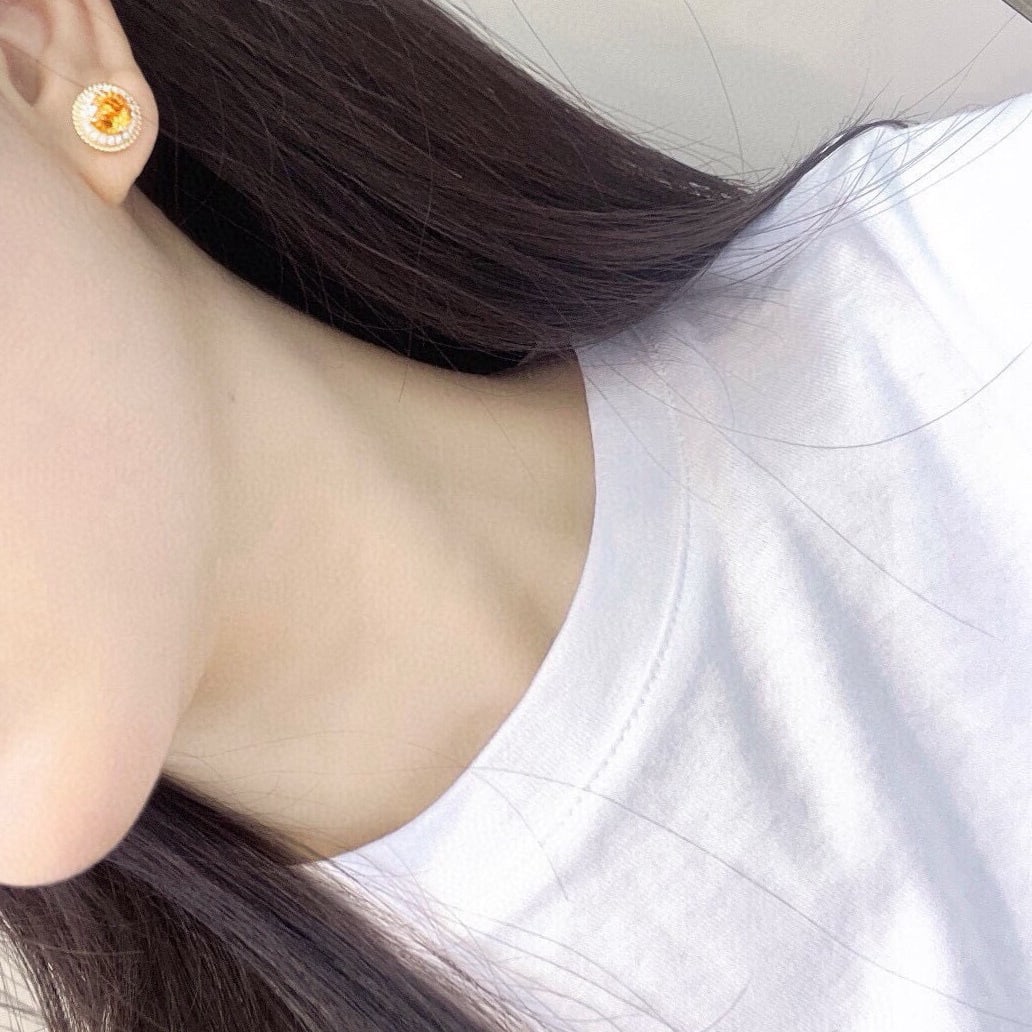 14k Gold 3.42 Ctw Natural Spessartine & Diamond Earrings - 5